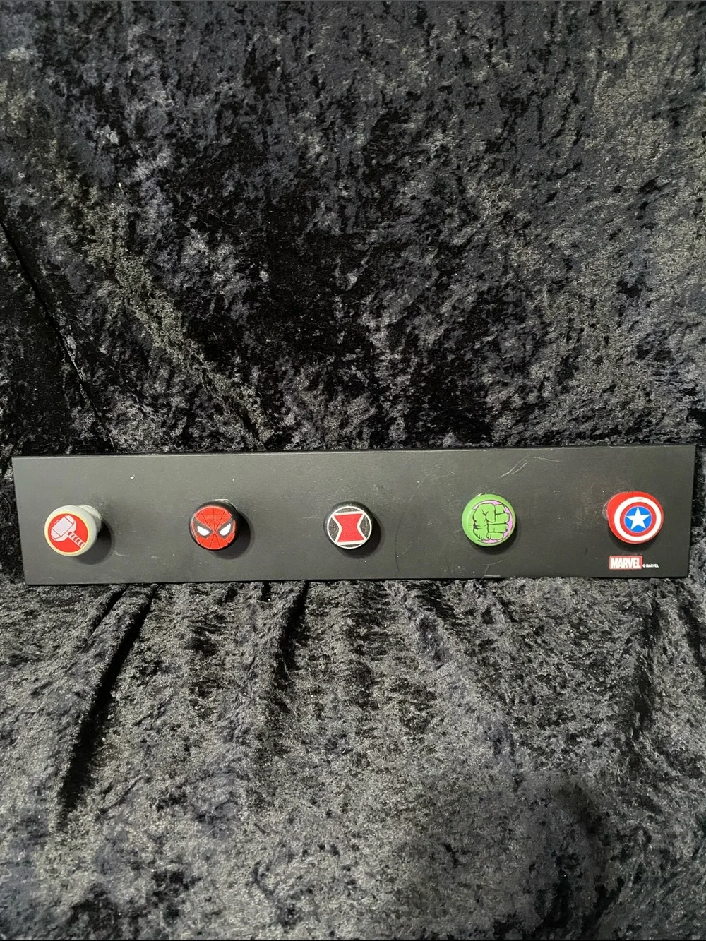 Marvel Black Wall Hook Rack with Red, Green, Blue, White Accents